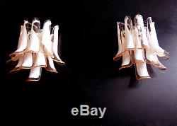 Pair of Vintage Italian Murano wall lights in the manner of Mazzega 10 pink la