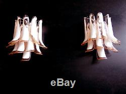 Pair of Vintage Italian Murano wall lights in the manner of Mazzega 10 pink la