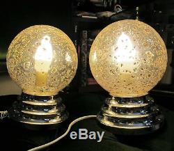Pair of vintage Murano Mazzega Glass TABLE or BEDROOM LAMPS / LIGHTS. 1960-70's