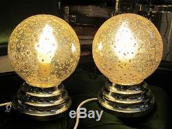 Pair of vintage Murano Mazzega Glass TABLE or BEDROOM LAMPS / LIGHTS. 1960-70's