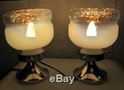 Pair of vintage Murano Mazzega Glass TABLE or BEDROOM LAMPS / LIGHTS. 1960-70's