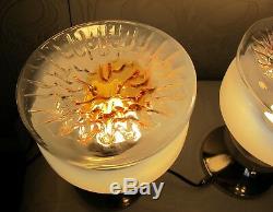 Pair of vintage Murano Mazzega Glass TABLE or BEDROOM LAMPS / LIGHTS. 1960-70's