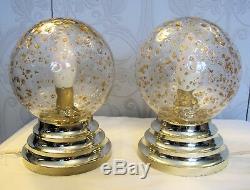 Pair of vintage Murano Mazzega Glass TABLE or BEDROOM LAMPS / LIGHTS. 1960-70's