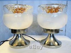 Pair of vintage Murano Mazzega Glass TABLE or BEDROOM LAMPS / LIGHTS. 1960-70's