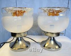 Pair of vintage Murano Mazzega Glass TABLE or BEDROOM LAMPS / LIGHTS. 1960-70's