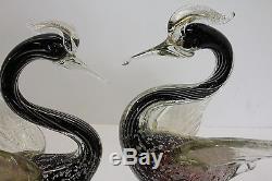 Pair of vintage Murano art glass birds heavy crystal male and female
