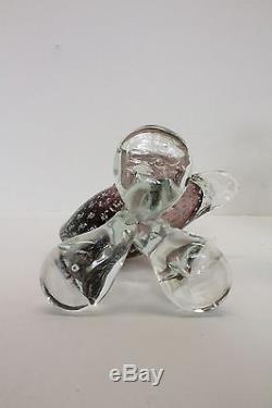 Pair of vintage Murano art glass birds heavy crystal male and female