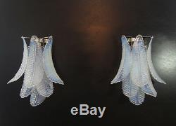 Pair of vintage Murano opaline Felci Glass chandelier
