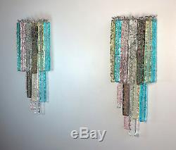 Pair of vintage Murano wall sconce 32 multicolor prism icicle