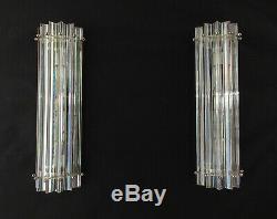 Pair of vintage Murano wall sconce iridescent triedri glass