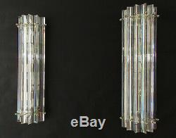 Pair of vintage Murano wall sconce iridescent triedri glass