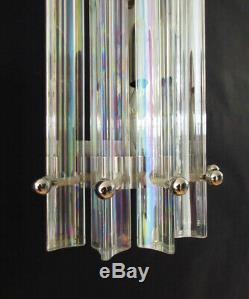 Pair of vintage Murano wall sconce iridescent triedri glass