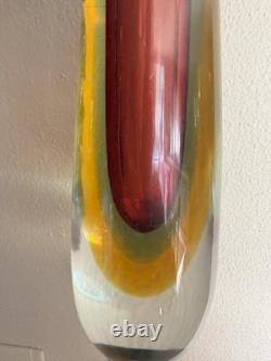 Perfect, tall (40.3 cm) Vintage Murano Sommerso Multicolor Glass vase