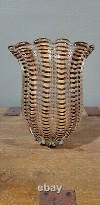 Published Ercole Barovier Zebrati Vintage Murano Glass Vase