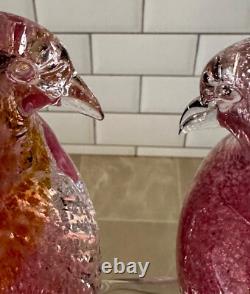 RARE 14.5 Vintage Murano Glass Pink Aventurine Birds In Love Barbini