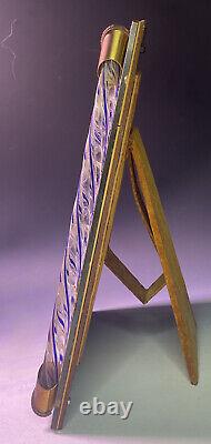 RARE Antique Vintage Murano Glass Rod Blue Twist Mirror Picture Frame 13.5 11