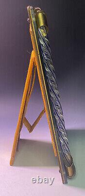 RARE Antique Vintage Murano Glass Rod Blue Twist Mirror Picture Frame 13.5 11