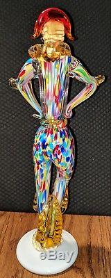 RARE Large Vintage Venetian Murano Art Glass Harlequin Jester Clown Figurine