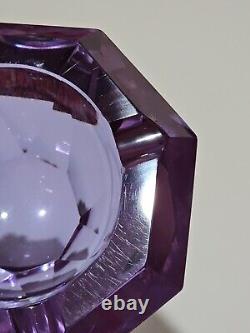 RARE VINTAGE MID CENTURY MODERN FLAVIO POLI Murano Faceted Purple Ashtray Wow