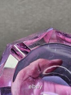 RARE VINTAGE MID CENTURY MODERN FLAVIO POLI Murano Faceted Purple Ashtray Wow