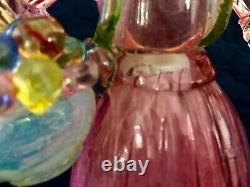 RARE VINTAGE, MURANO ART GLASS MALE & FEMALE With FRUIT BASKETS SCULPTURES, 10 1/2