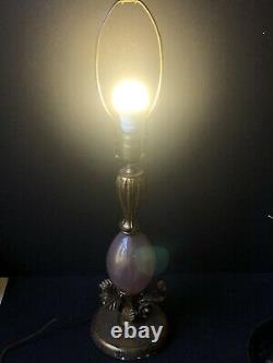 RARE! Vintage Gold ITALY Lamp ROSES Balboa MURANO PINK GLASS ITALIAN Antique