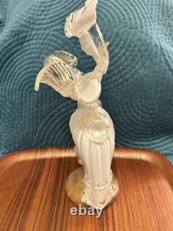 RARE Vintage? MURANO HAND BLOWN VENETIAN GLASS Carnival Lady White & Gold Fleck