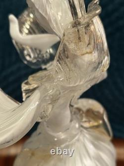 RARE Vintage? MURANO HAND BLOWN VENETIAN GLASS Carnival Lady White & Gold Fleck