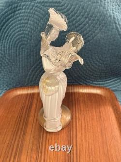 RARE Vintage? MURANO HAND BLOWN VENETIAN GLASS Carnival Lady White & Gold Fleck