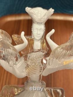 RARE Vintage? MURANO HAND BLOWN VENETIAN GLASS Carnival Lady White & Gold Fleck