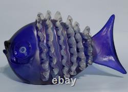 RARE Vintage Murano Glass Fish Signed By Franco Moretti! Iridescent Finish