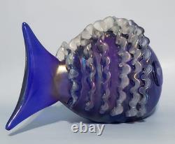 RARE Vintage Murano Glass Fish Signed By Franco Moretti! Iridescent Finish