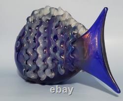 RARE Vintage Murano Glass Fish Signed By Franco Moretti! Iridescent Finish