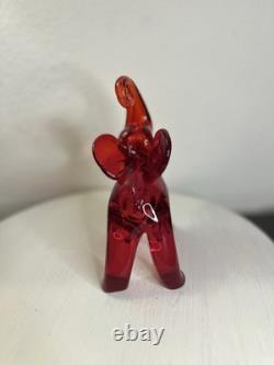 RARE Vintage Murano Glass Red Elephant Hand Blown Figurine Statue Italy MCM