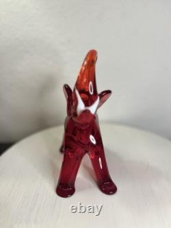 RARE Vintage Murano Glass Red Elephant Hand Blown Figurine Statue Italy MCM