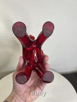 RARE Vintage Murano Glass Red Elephant Hand Blown Figurine Statue Italy MCM