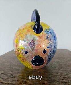 RARE Vintage Murano Glass SIGNED Puffer Fish Silver Speckled Art Glass