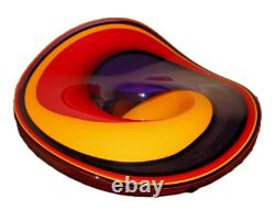 RARE Vintage Murano Style Blown Art Glass, Vivid Purple Red Yellow Swirl 17