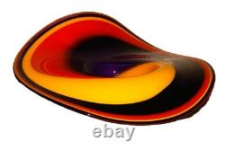 RARE Vintage Murano Style Blown Art Glass, Vivid Purple Red Yellow Swirl 17