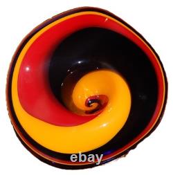 RARE Vintage Murano Style Blown Art Glass, Vivid Purple Red Yellow Swirl 17
