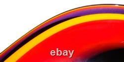 RARE Vintage Murano Style Blown Art Glass, Vivid Purple Red Yellow Swirl 17