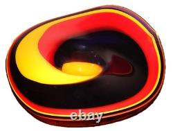 RARE Vintage Murano Style Blown Art Glass, Vivid Purple Red Yellow Swirl 17