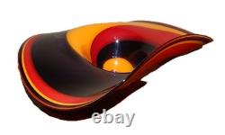 RARE Vintage Murano Style Blown Art Glass, Vivid Purple Red Yellow Swirl 17