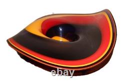 RARE Vintage Murano Style Blown Art Glass, Vivid Purple Red Yellow Swirl 17