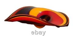 RARE Vintage Murano Style Blown Art Glass, Vivid Purple Red Yellow Swirl 17