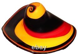 RARE Vintage Murano Style Blown Art Glass, Vivid Purple Red Yellow Swirl 17