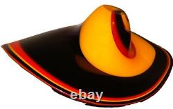 RARE Vintage Murano Style Blown Art Glass, Vivid Purple Red Yellow Swirl 17