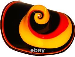RARE Vintage Murano Style Blown Art Glass, Vivid Purple Red Yellow Swirl 17