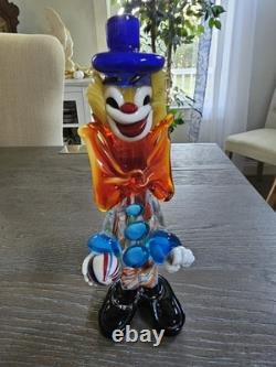 RARE! Vintage Murano multicolor 10-inch collectable glass clown
