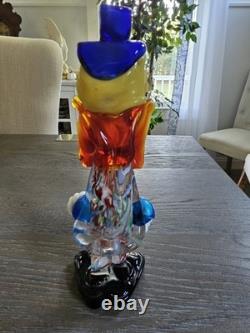 RARE! Vintage Murano multicolor 10-inch collectable glass clown